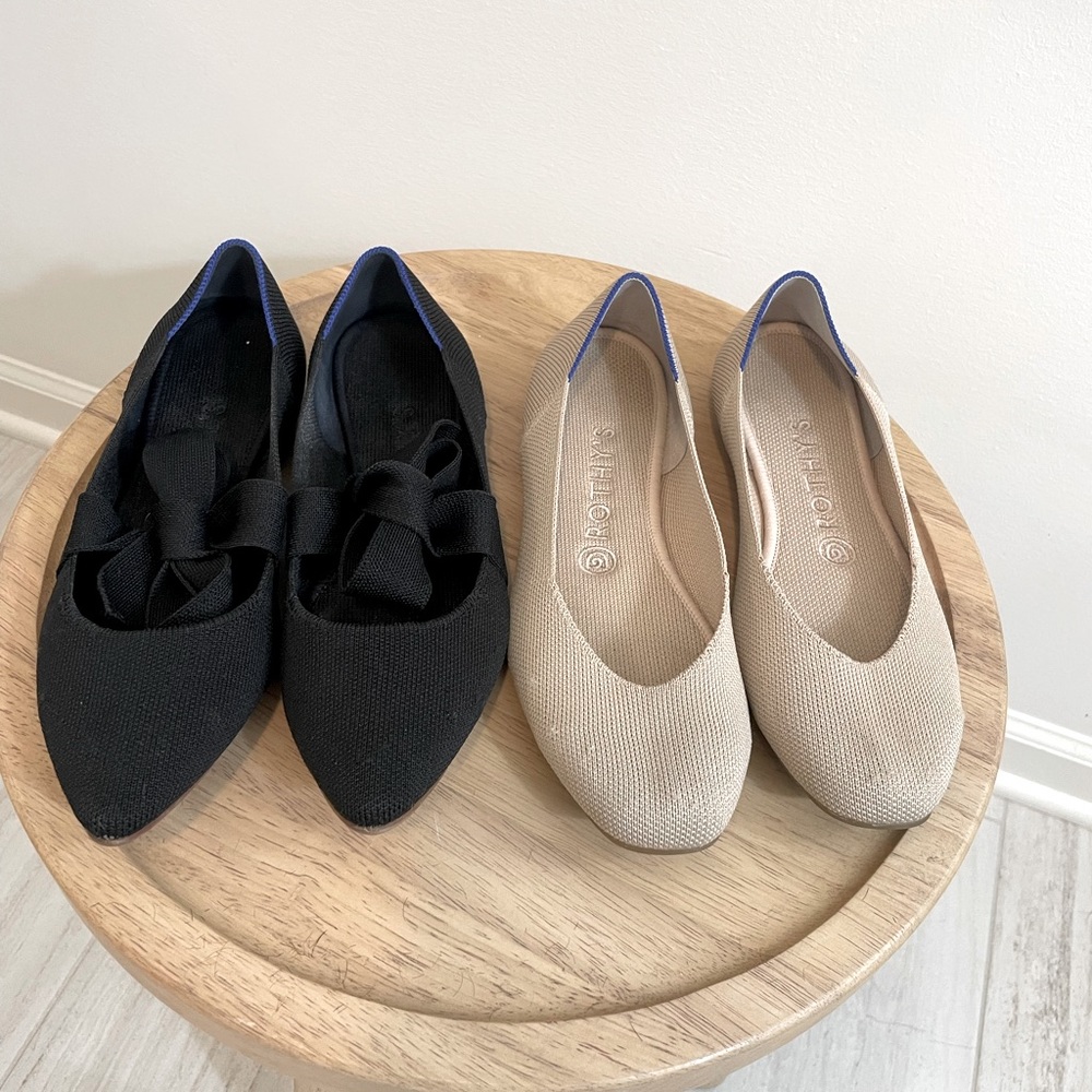 Rothy’s The Mary Jane (black) and The Square (ecru)